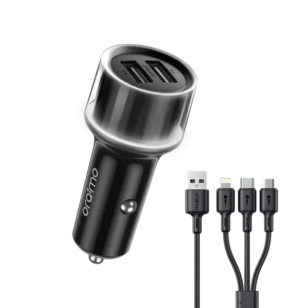 Oraimo Highway 15 15.5W Car Charger with 3-in-1 Cable – OCC-1152D-X93