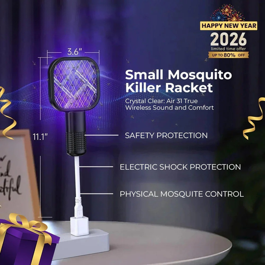 Mini USB Electric Mosquito Racket, Rechargeable Summer Fly Swatters Trap, Mosquito Swatter UV Light Sharp Sparking Racket