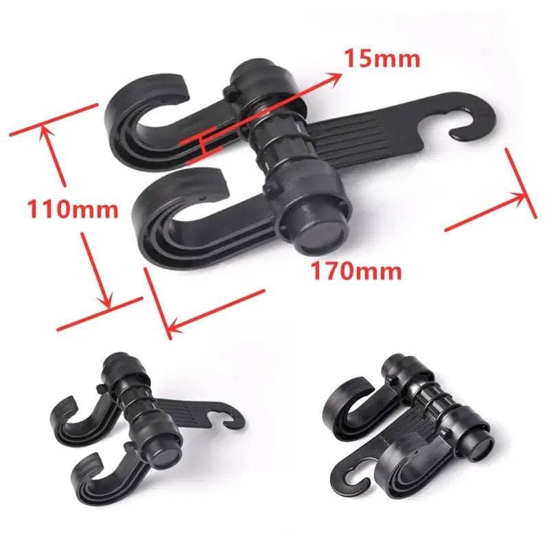 Swivel Car Seat Back Hook, Multifunctional Metal Auto Car Seat Headrest Hanger, Back Seat Organizer Hanger, Handbag Purse Bags Clothes Coats Storage Holder, Portable Seat Clip, Universal Space Saving Interior Accessories Holder