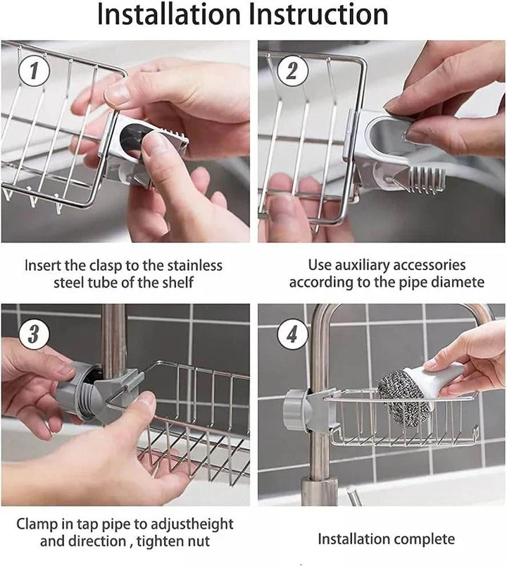Faucet Storage Rack – Stainless Steel Kitchen & Bathroom Organizer