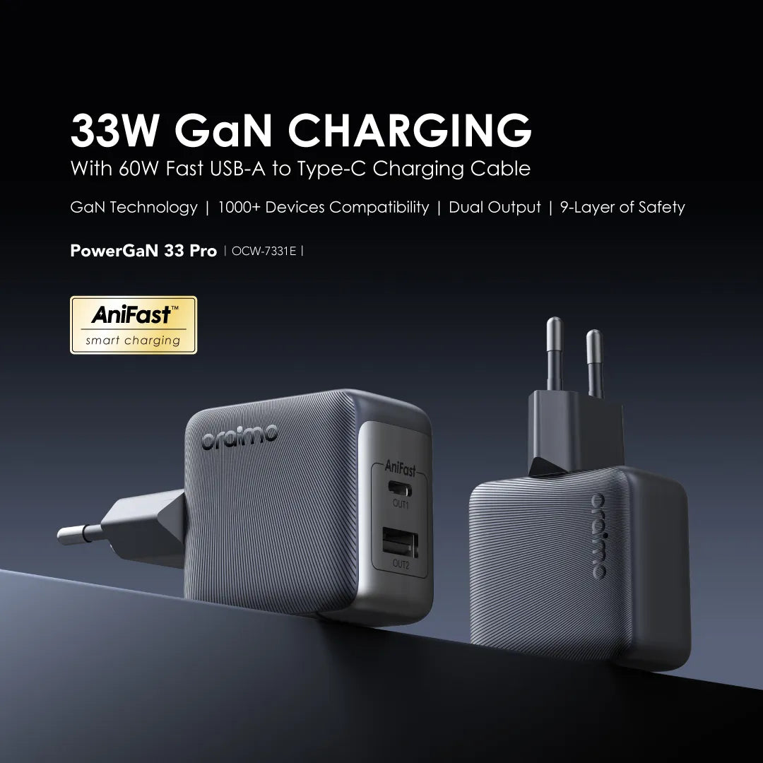 Oraimo PowerGaN 33 Pro 33W GaN Wall Charger – OCW-7331E-C54