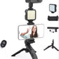 Vlogging Kit for Video Making (Mini Tripod Stand, Mic, LED Light & Phone Holder Clip)