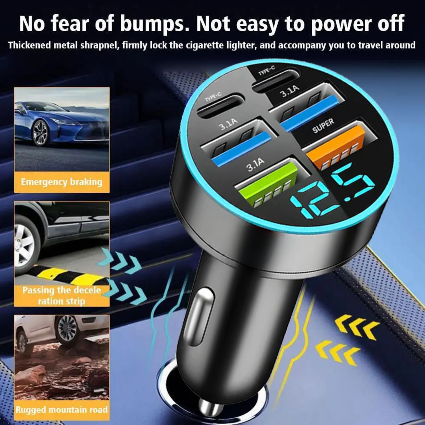 FlashVolt 2C Car Charger PD Fast Charging With Digital Display