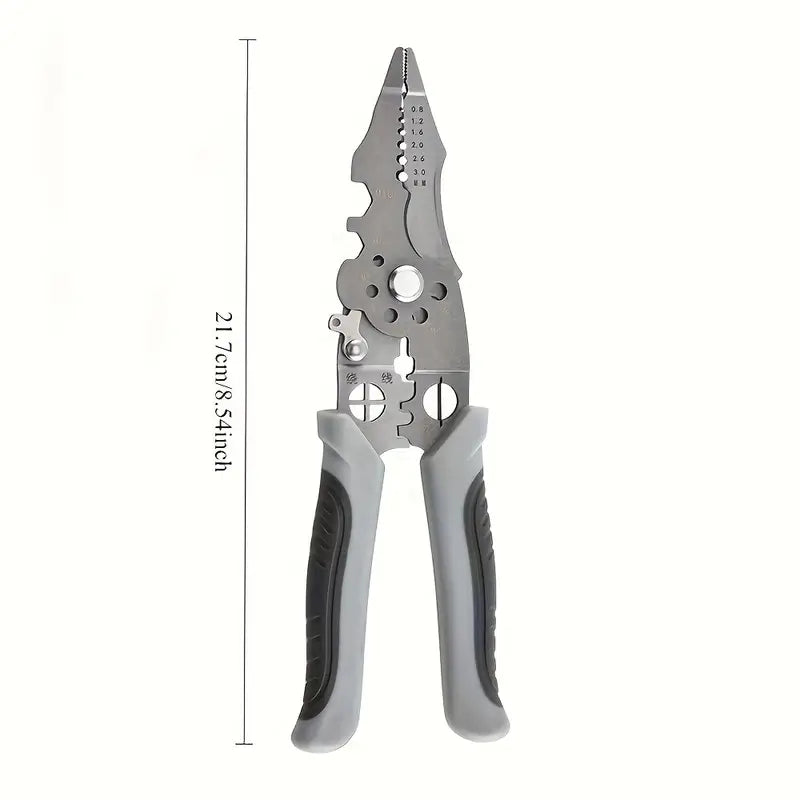 Multifunctional Wire Stripper Pliers - Stainless Steel Ergonomic Grip, No Assembly Required, Portable Cable Stripper & Crimper Tool for Electricians