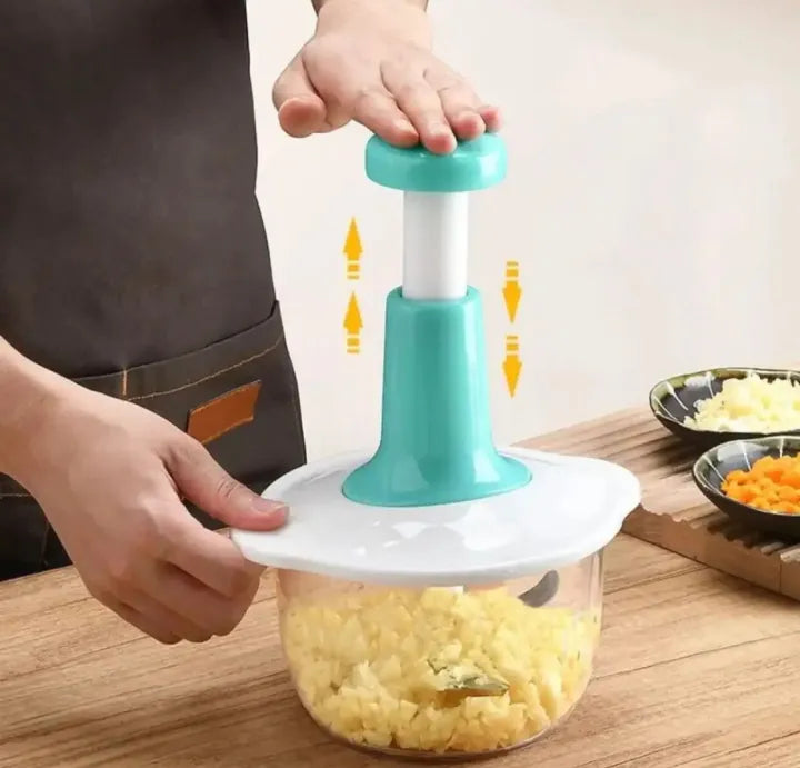 Heavy Duty Vegetable & Fruit Cutter | Multi Blade Food Processor (2L Large Manual Push Chopper)