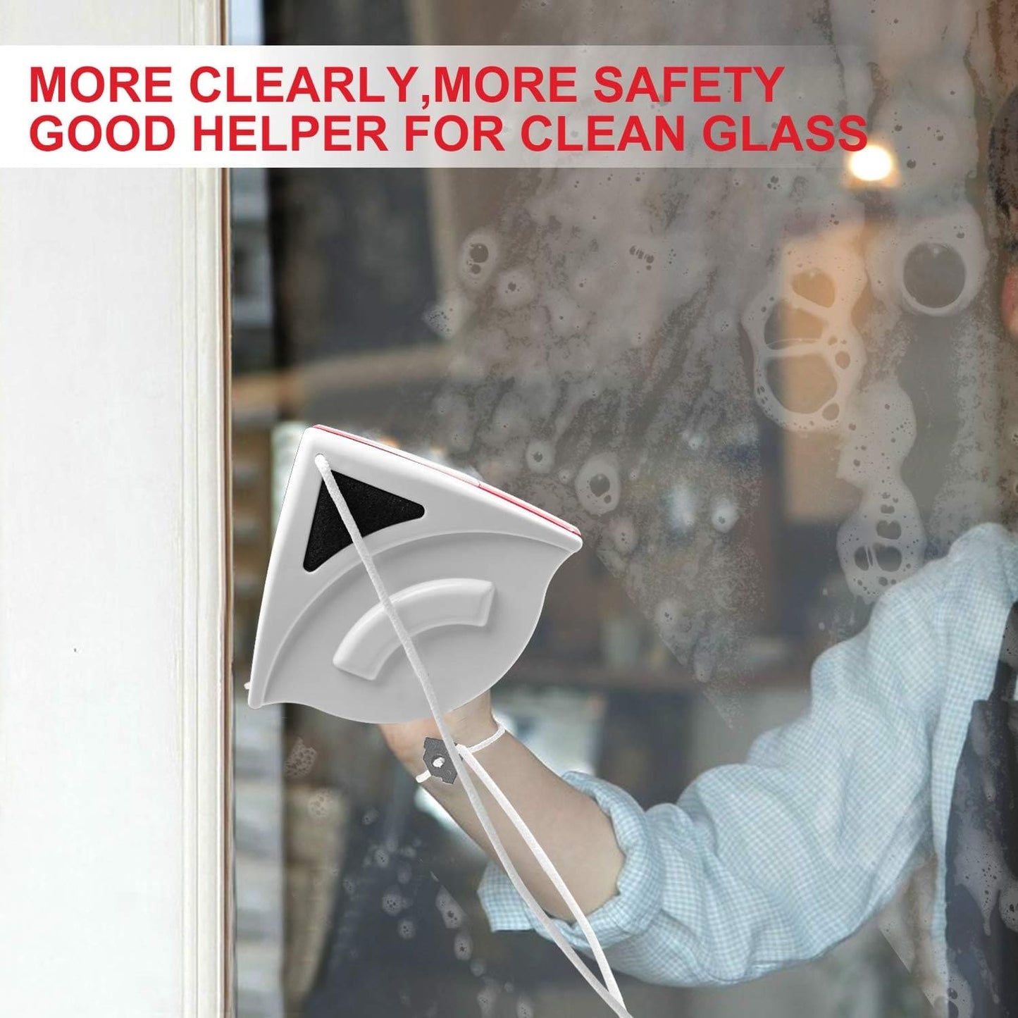 Double Face Glass Cleaner, Triangle Window Magnetic Cleaner, Double Sided Glass Cleaning Brush, Home Wizard Wiper Surface Cleaning Tool, Outside Glass Washer Magnet Wiper, Glass Wiper Magnetic Cleaning Tool
