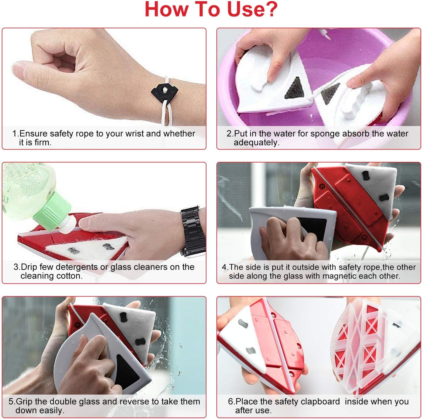 Double Face Glass Cleaner, Triangle Window Magnetic Cleaner, Double Sided Glass Cleaning Brush, Home Wizard Wiper Surface Cleaning Tool, Outside Glass Washer Magnet Wiper, Glass Wiper Magnetic Cleaning Tool