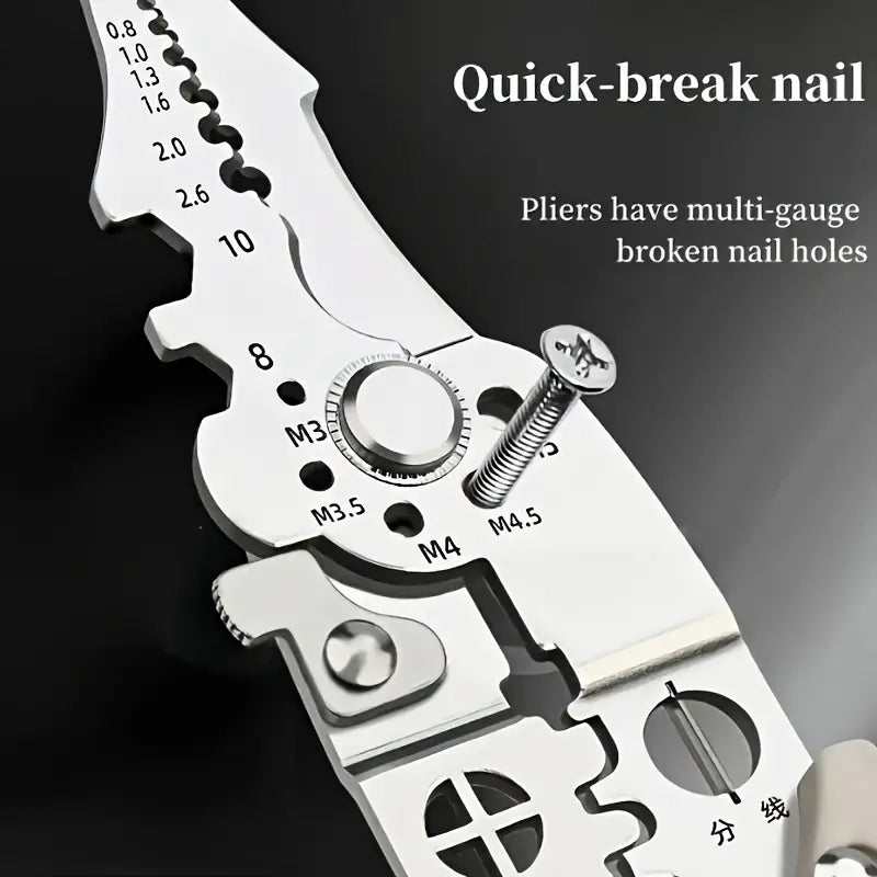 Multifunctional Wire Stripper Pliers - Stainless Steel Ergonomic Grip, No Assembly Required, Portable Cable Stripper & Crimper Tool for Electricians