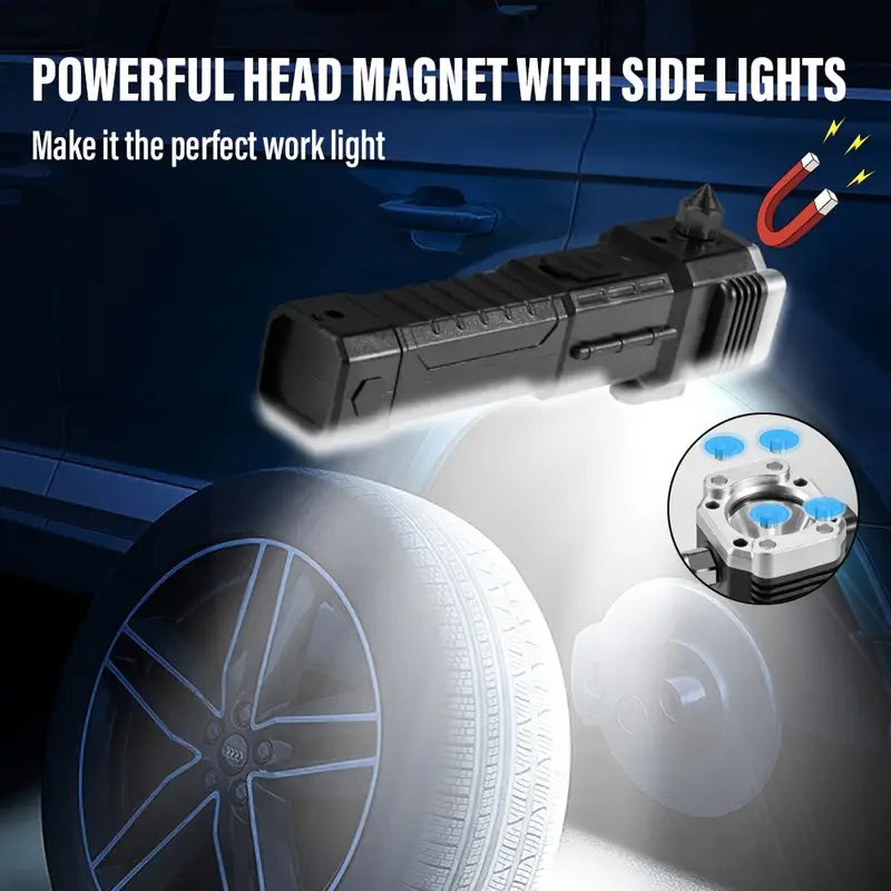 Omni Cop Flashlight, Super Bright LED Flashlight With Safety Hammer, Portable Work Light, Outdoor Adventure Lighting, Long Distance Beam Rescue Flashlight, Multifunctional 4 Modes Flashlight, Torch with Hammer Window Glass and Seat Belt Cutter