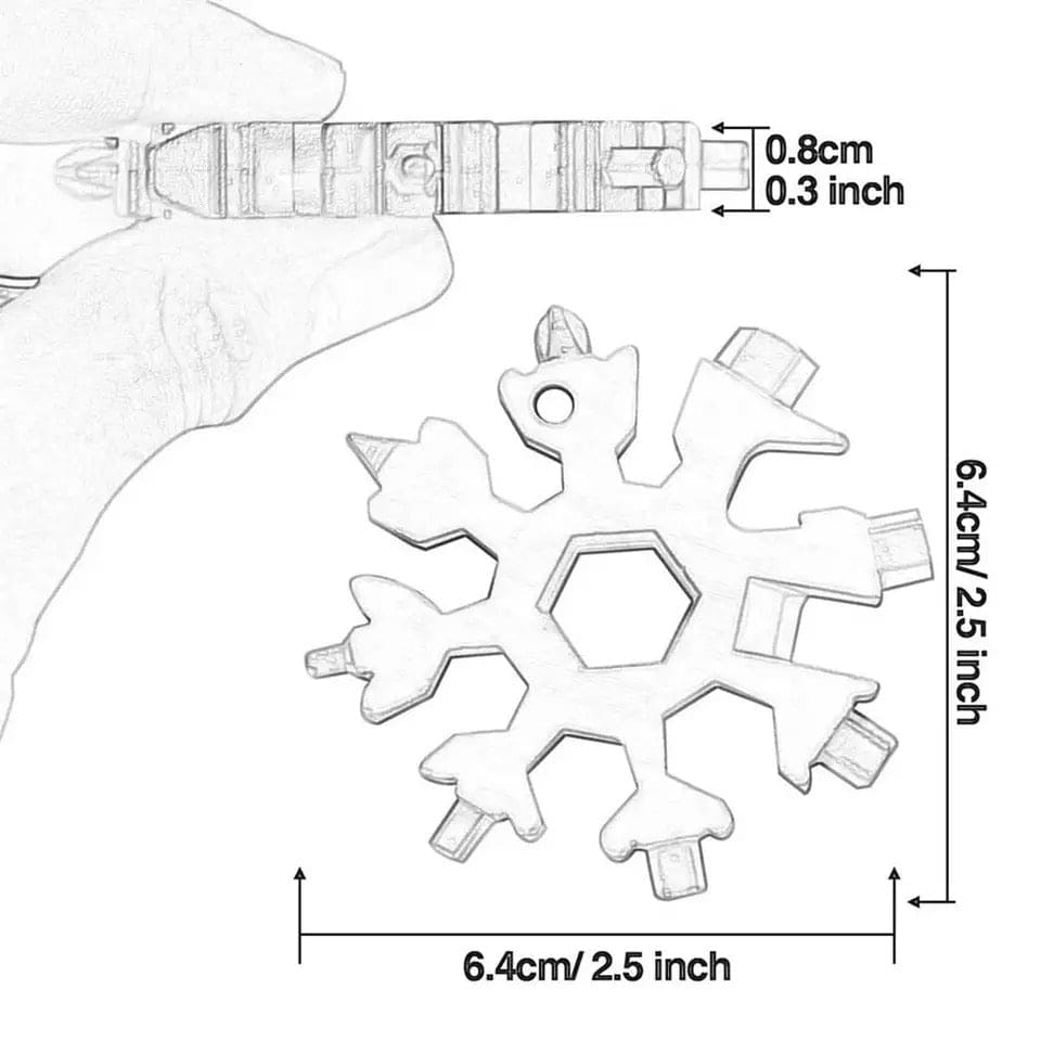 Amazing 18 In 1 Multifunctional Wrench Key, Camping Outdoor Survive Tools, Stainless Steel Snowflake Wrench, Star Anise Screwdriver Home/Outdoor Emergency Spanner,  Snowflake Bottle Opener, Household Handy Survival Gadget