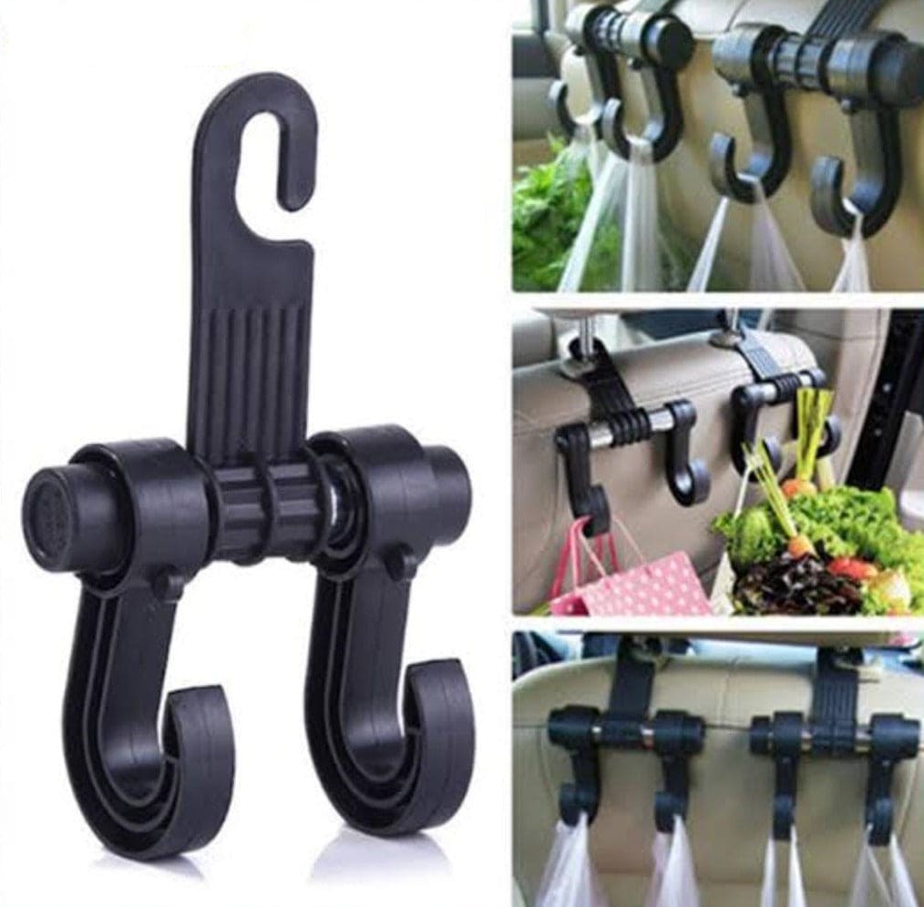 Swivel Car Seat Back Hook, Multifunctional Metal Auto Car Seat Headrest Hanger, Back Seat Organizer Hanger, Handbag Purse Bags Clothes Coats Storage Holder, Portable Seat Clip, Universal Space Saving Interior Accessories Holder