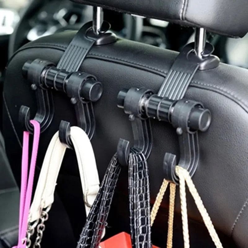 Swivel Car Seat Back Hook, Multifunctional Metal Auto Car Seat Headrest Hanger, Back Seat Organizer Hanger, Handbag Purse Bags Clothes Coats Storage Holder, Portable Seat Clip, Universal Space Saving Interior Accessories Holder