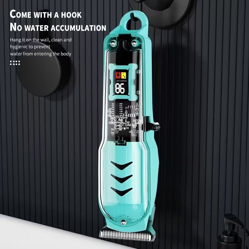 Professional Wireless Rechargeable Hair Clipper Trimmer With Transparent Cover LED Display