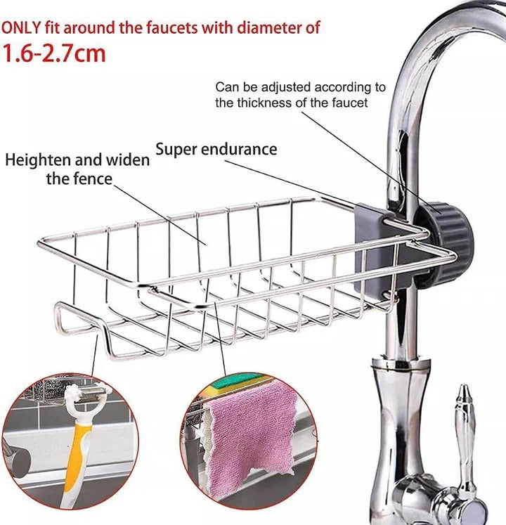 Faucet Storage Rack – Stainless Steel Kitchen & Bathroom Organizer