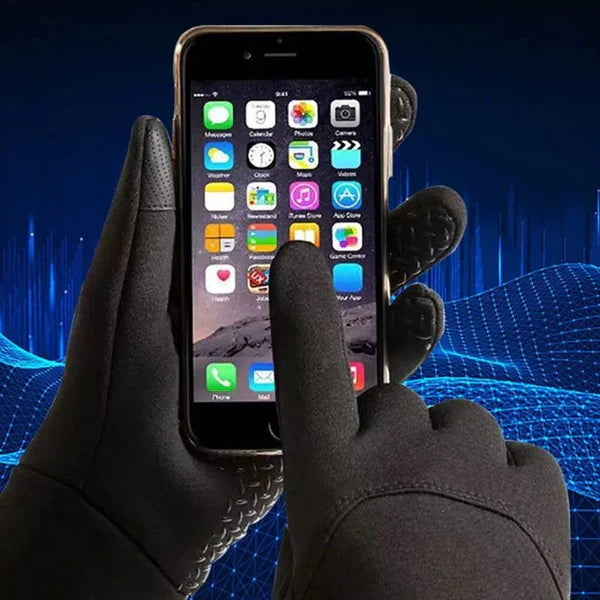 Winter for men all two finger outdoor warm plush windproof waterproof and anti slip touch screen cycling gloves