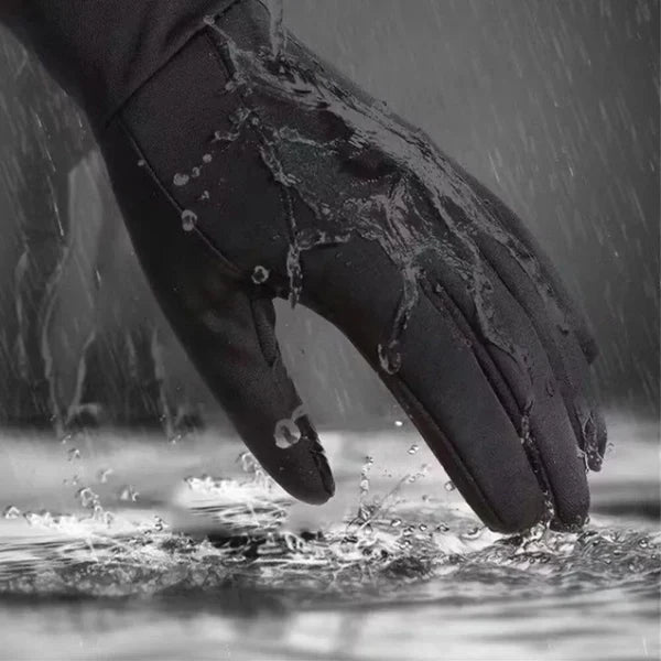 Winter for men all two finger outdoor warm plush windproof waterproof and anti slip touch screen cycling gloves