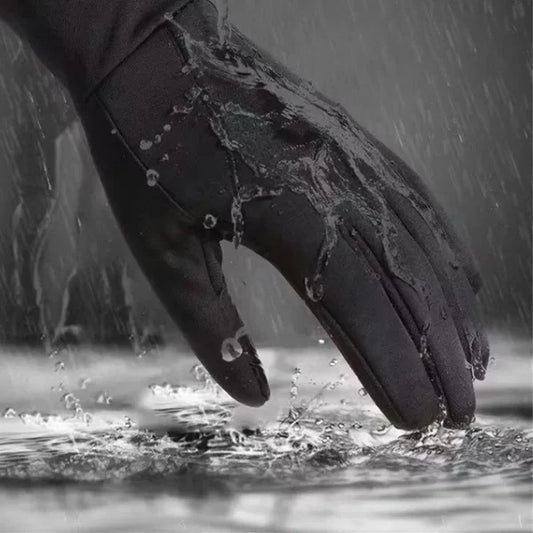 Winter for men all two finger outdoor warm plush windproof waterproof and anti slip touch screen cycling gloves