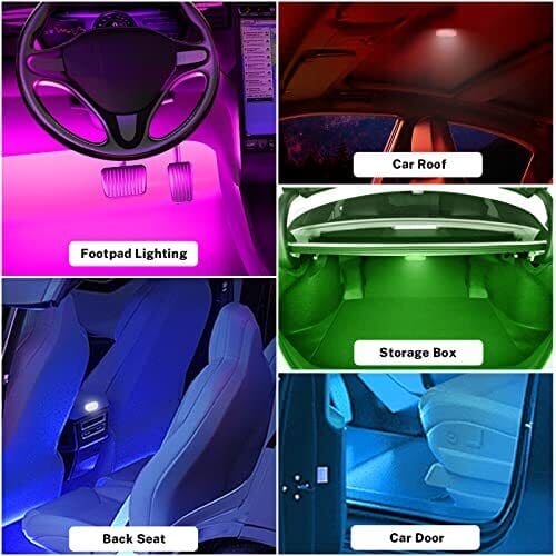LED Car Interior Lighting, Finger Touch Sensor Reading Lamp, ,7 Colors LED Interior Car Lights, Wireless Magnetic Welcome Cars Lamp, Auto Roof Ceiling Reading Lamp, LED Car Styling Night Light Mini USB Charging Car Light