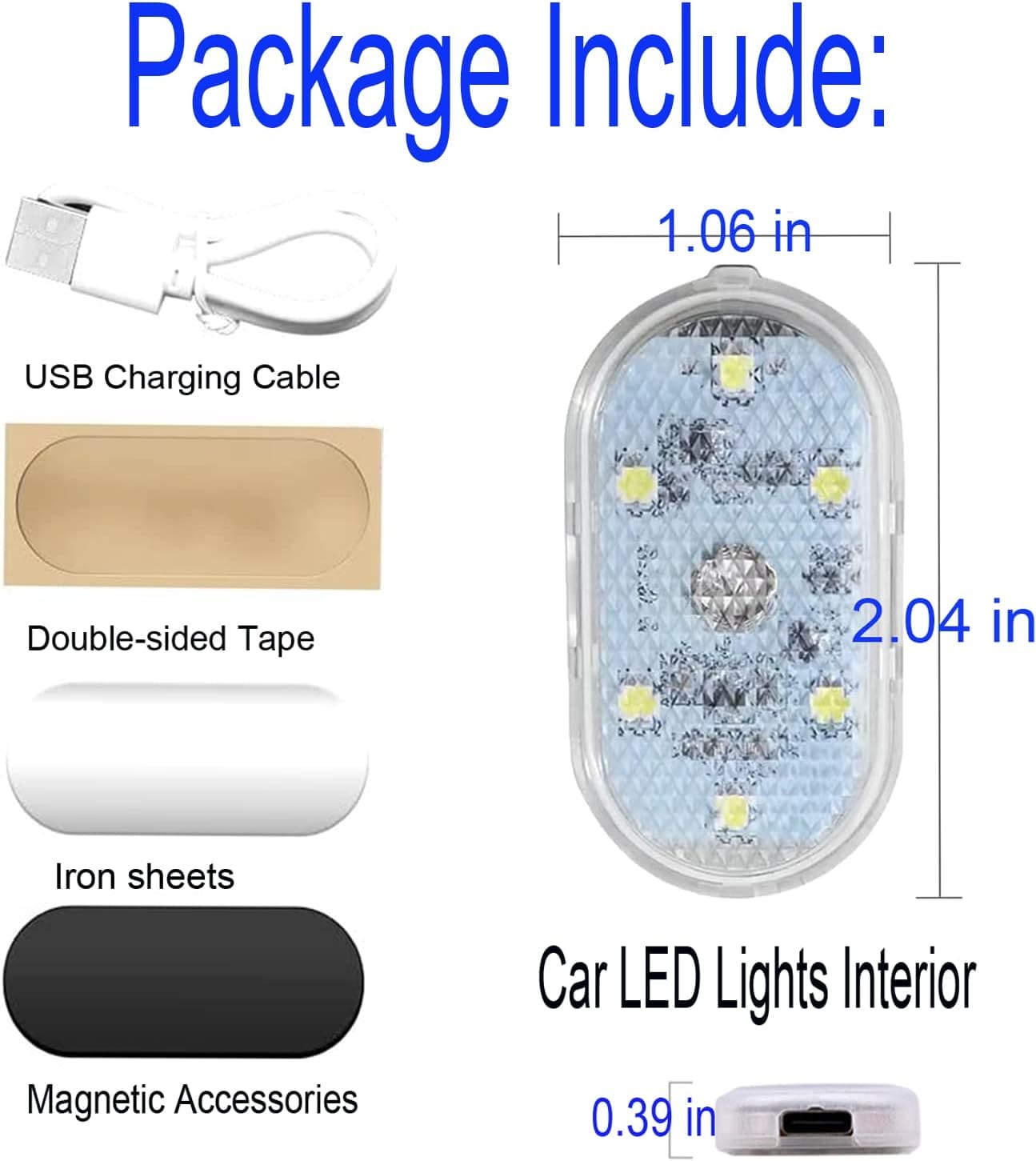 LED Car Interior Lighting, Finger Touch Sensor Reading Lamp, ,7 Colors LED Interior Car Lights, Wireless Magnetic Welcome Cars Lamp, Auto Roof Ceiling Reading Lamp, LED Car Styling Night Light Mini USB Charging Car Light