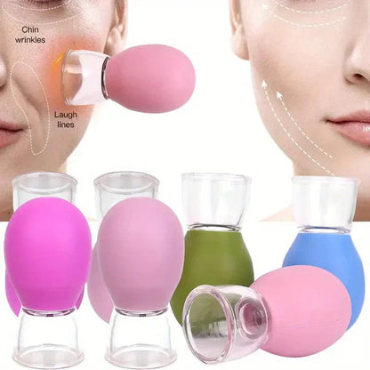 Silicone Face Cupping Set - Vacuum Suction Massage Cups for Muscle & Joint Relief, Skin Lifting - Fragrance Free, Portable & Removable, No Electricity Needed, Ideal for Chin & Laugh Lines, Beauty Cups|Durable Silicone