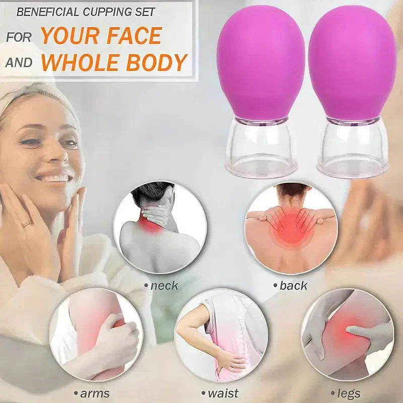 Silicone Face Cupping Set - Vacuum Suction Massage Cups for Muscle & Joint Relief, Skin Lifting - Fragrance Free, Portable & Removable, No Electricity Needed, Ideal for Chin & Laugh Lines, Beauty Cups|Durable Silicone